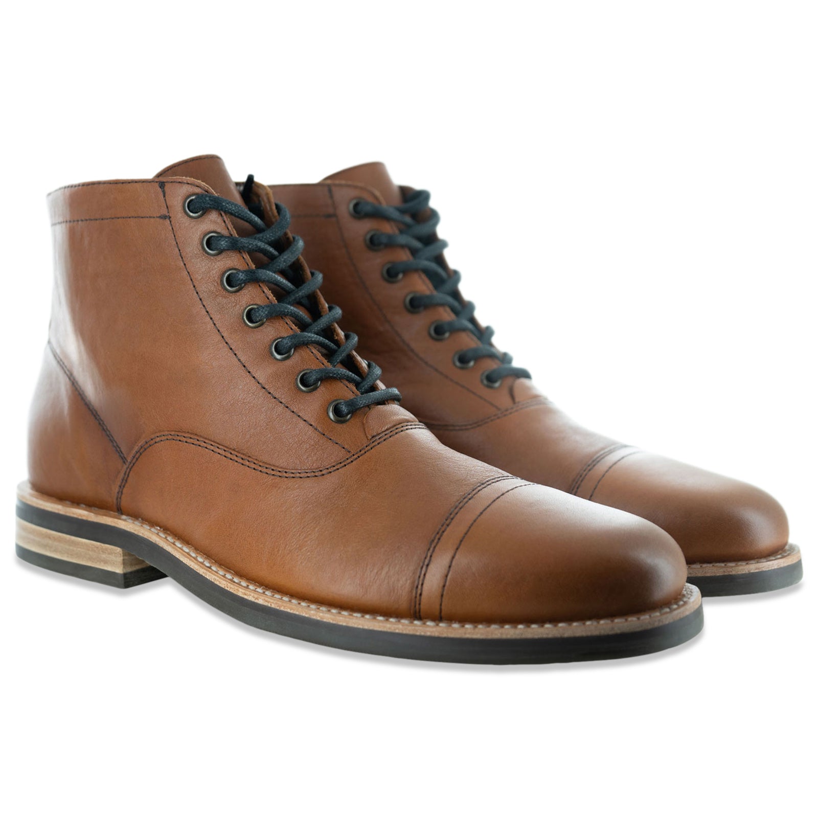 The Commander Cap Toe Lace Up Boot A1002 in Tan - My Store