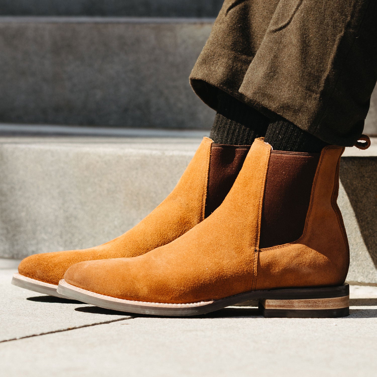 The Statement Suede Chelsea Boot A1003 in Glazed Ginger Suede (Tan) - My Store