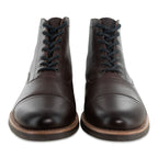 The Commander Cap Toe Lace Up Leather Boots A1002 in Brown Front View  - Andres Handcrafted Boots