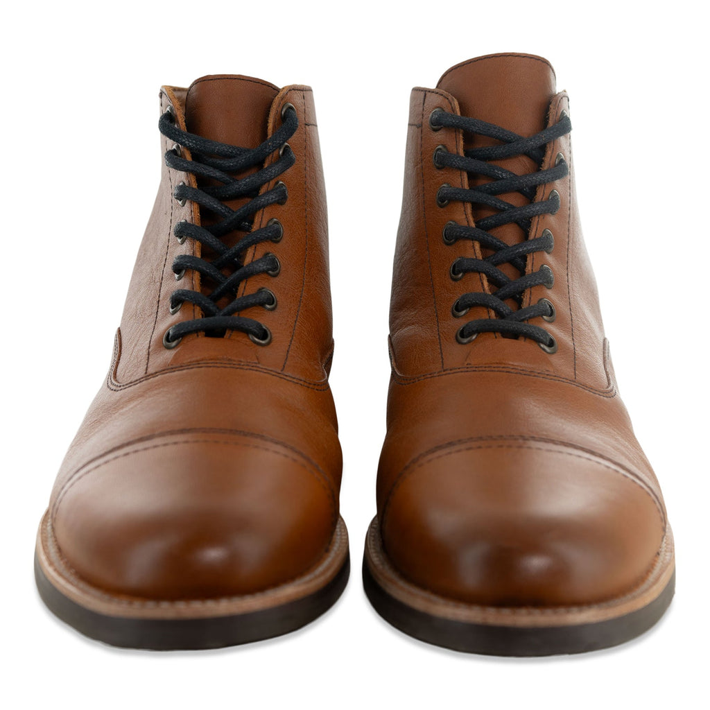 The Commander Cap Toe Lace Up Boot in Riviera Whiskey (Tan) - Andres Handcrafted Boots