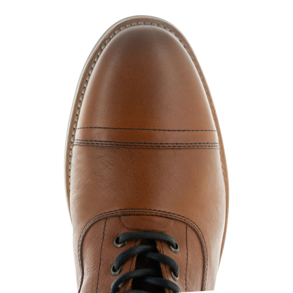 The Commander Cap Toe Lace Up Boot in Riviera Whiskey (Tan) - Andres Handcrafted Boots