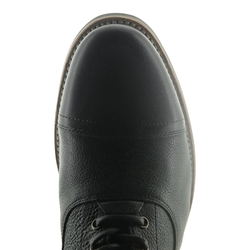 The Commander Cap Toe Lace Up Boot in Riviera Black Leather - Andres Handcrafted Boots