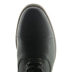 The Commander Cap Toe Lace Up Boot in Riviera Black Leather - Andres Handcrafted Boots