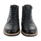 The Commander Cap Toe Lace Up Boot in Riviera Black Leather - Andres Handcrafted Boots