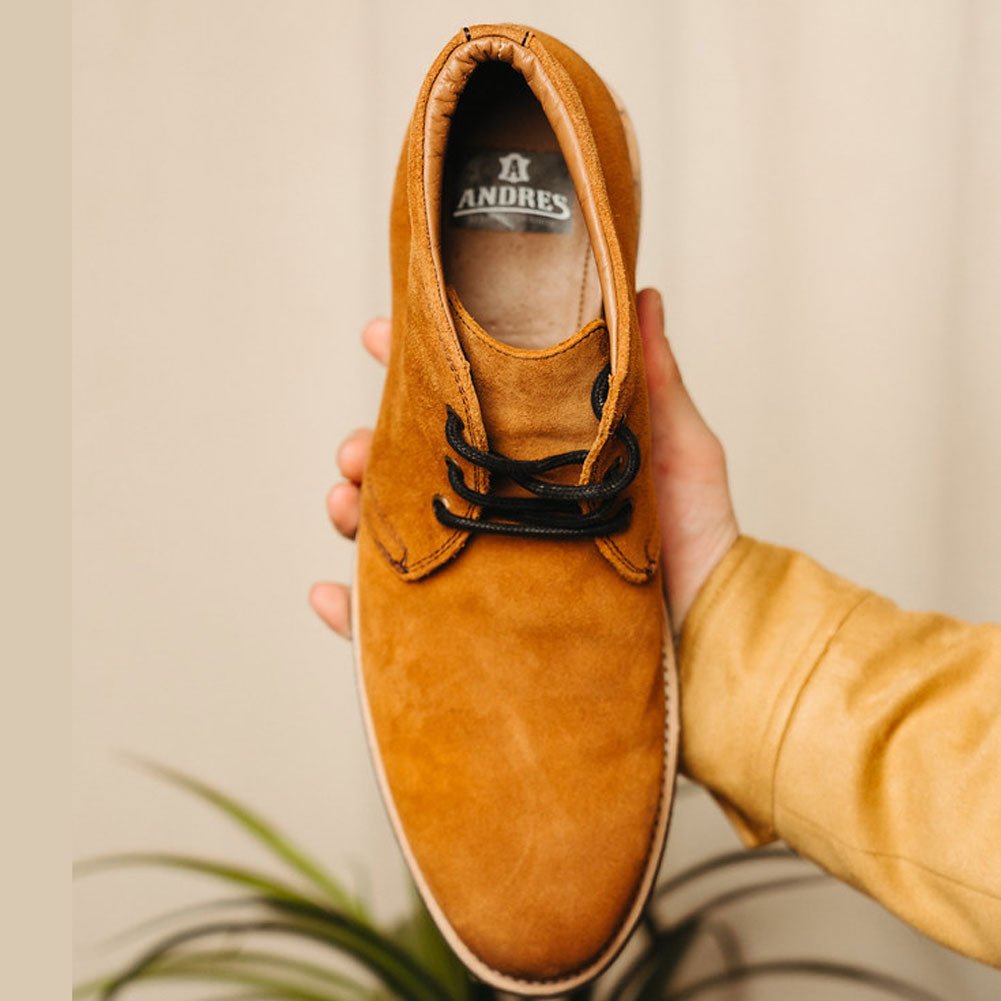 The Commuter Suede Chukka Boot In Glazed Ginger Suede (Tan) - Andres Handcrafted Boots