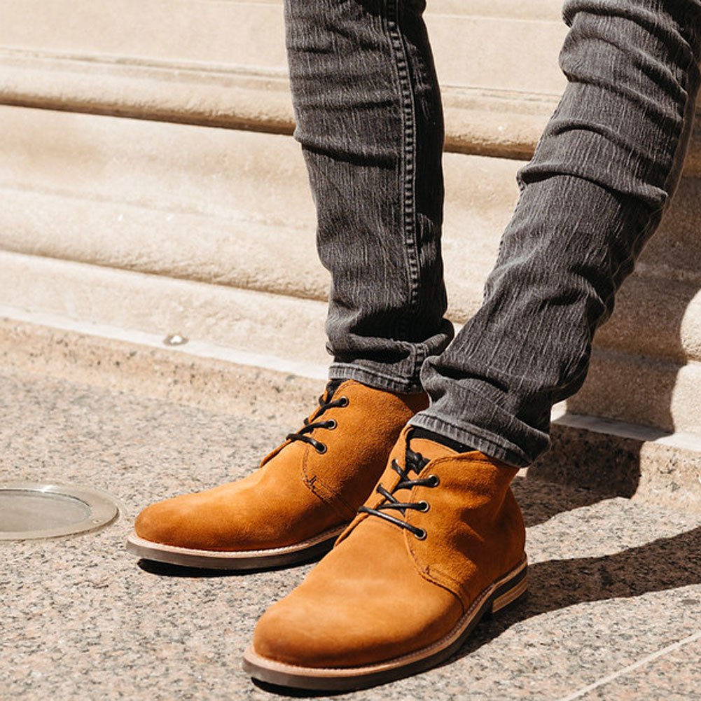 The Commuter Suede Chukka Boot In Glazed Ginger Suede (Tan) - Andres Handcrafted Boots