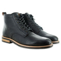 The Craftsman Lace Up Boot in Riviera Black Leather - Andres Handcrafted Boots
