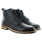 The Craftsman Lace Up Boot in Riviera Black Leather - Andres Handcrafted Boots