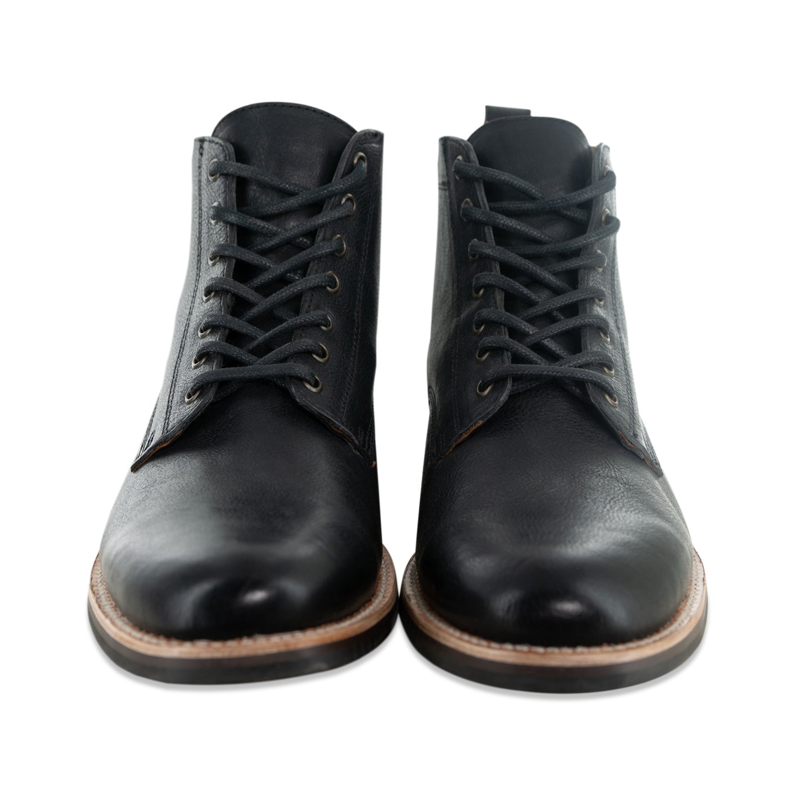 The Craftsman Lace Up Boot in Riviera Black Leather - Andres Handcrafted Boots