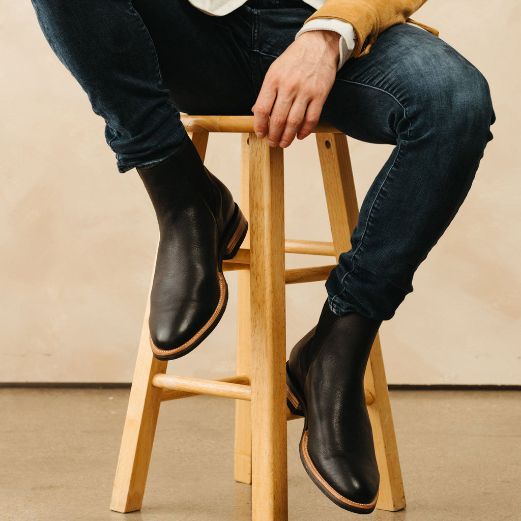 The Statement Chelsea Boot in Riviera Black Leather - Andres Handcrafted Boots
